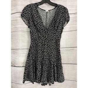 Garage Black & White Floral Print Short-Sleeve Romper Size S